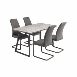 Dunelm Alden Rectangular 4 Seater Dining Table Marble Effect Glass -furniture Shop 30816915 alt02