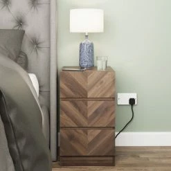 GFW Taranto 3 Drawer Bedside Table