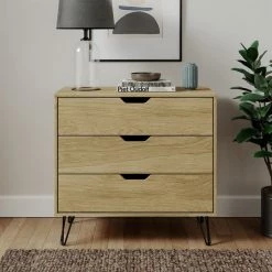 Dunelm Bella 3 Drawer Chest Oak Effect