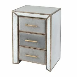 Pacific Lifestyle Pacific Brindisi 3 Drawer Bedside Table, Grey Velvet -furniture Shop 30821545 alt02